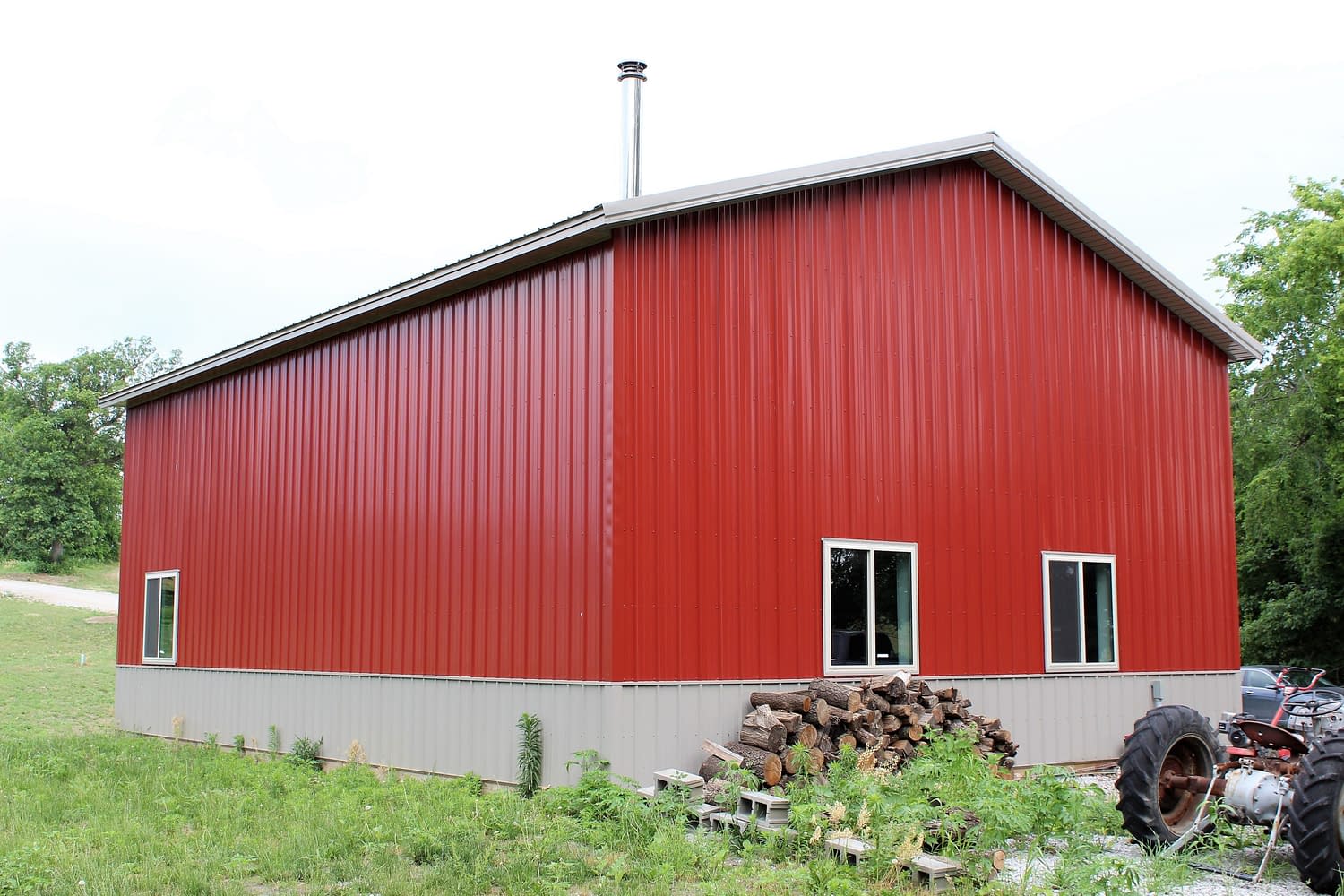 Crimson Red+Taupe - Pole Shed