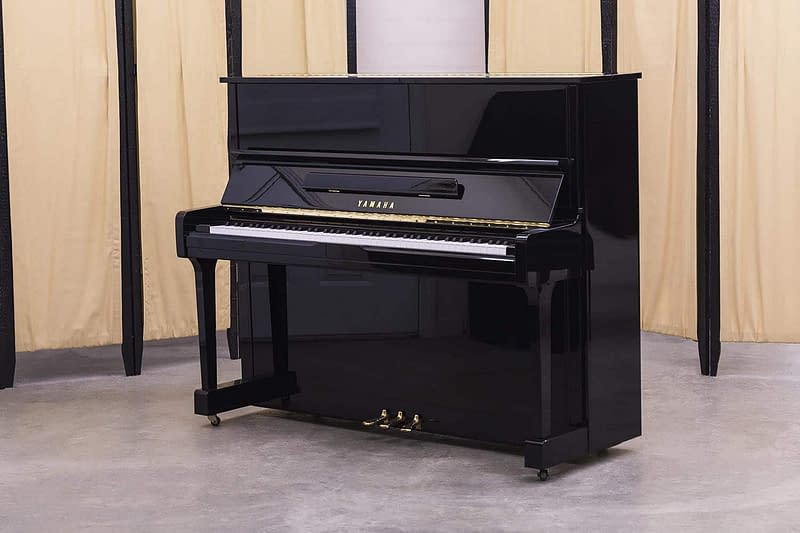 black upright yamaha piano
