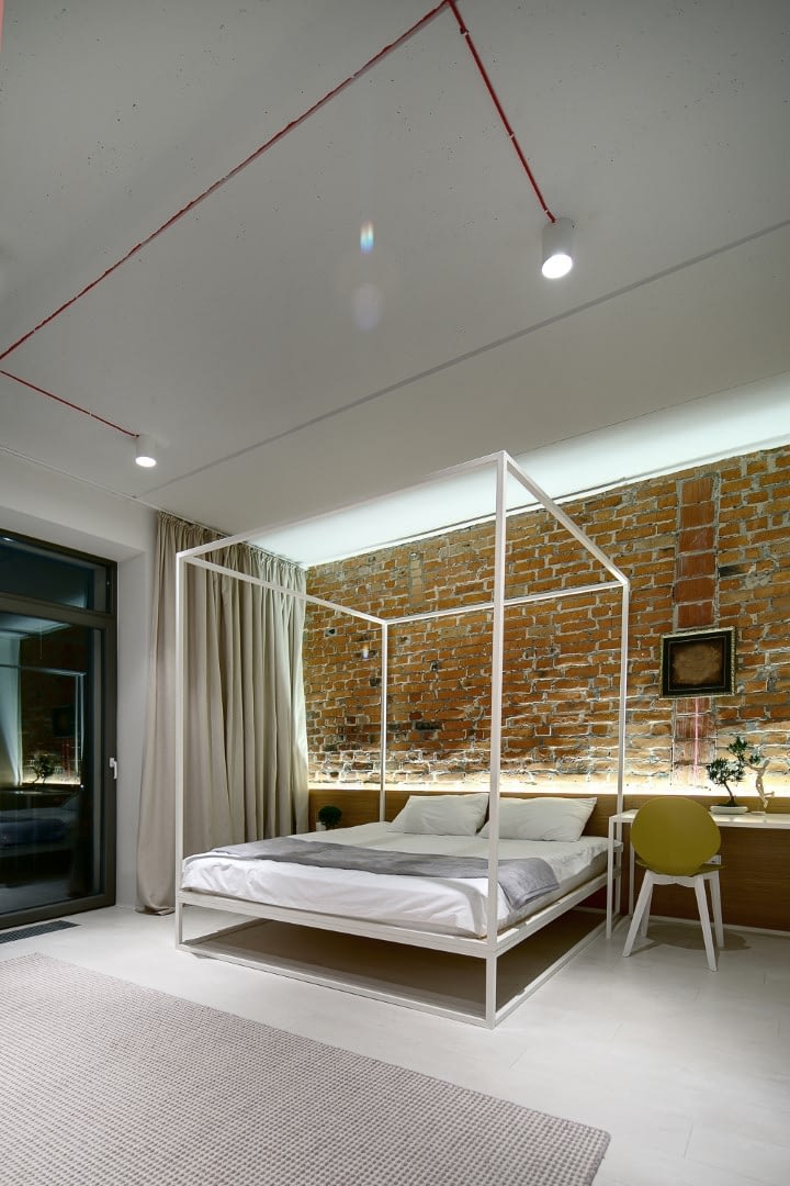 Bedroom In A Modern Loft Style.