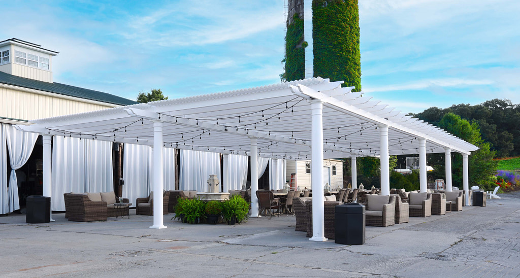 sinkland farms event center large outdoor pergola gathering space