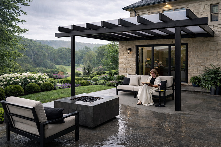 attached deck cover for rain