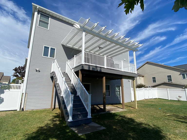 Raised deck with shade pergola