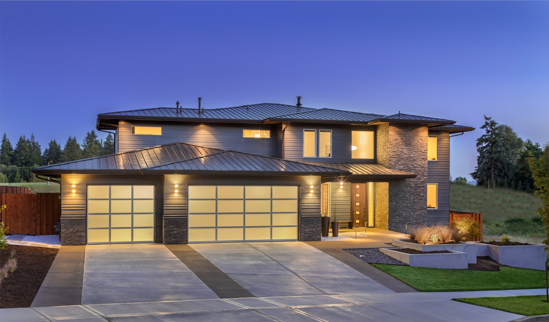 Beautiful Home Exterior At Night