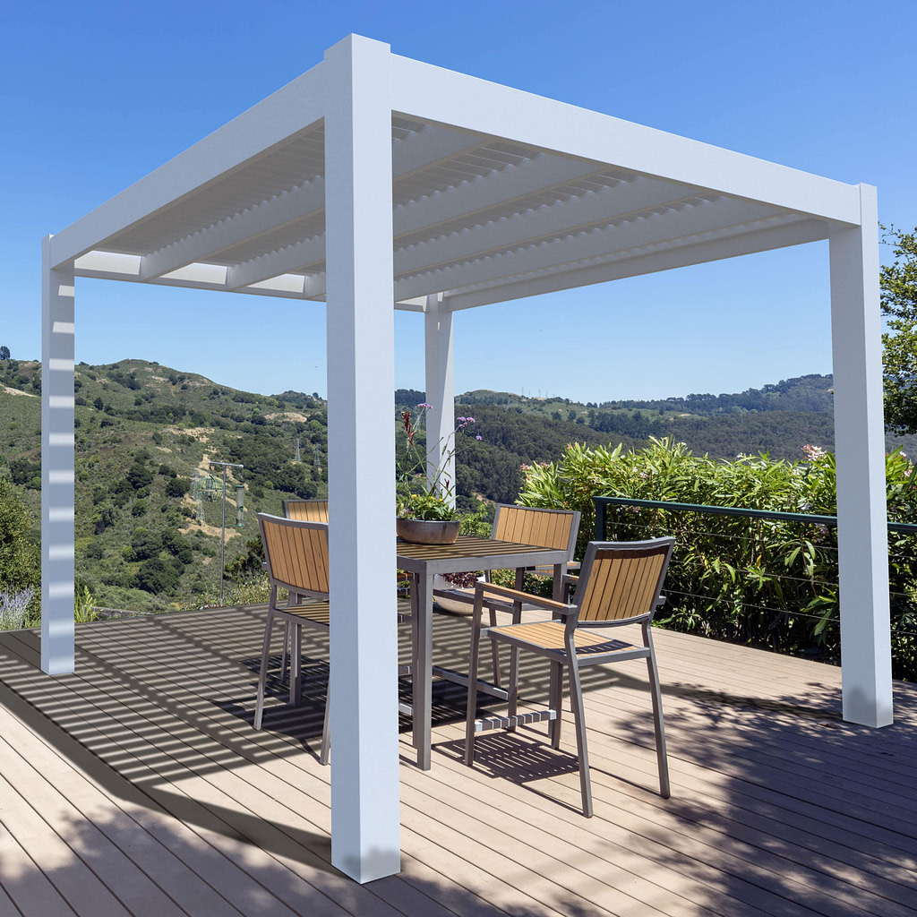 Freestanding white pergola