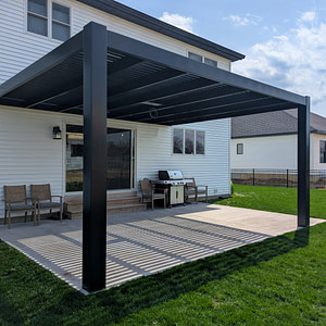 Modern 12x12 Attached Black Pergola