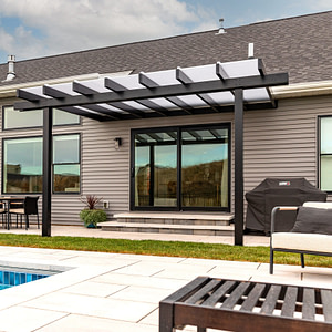 Elements 12x12 Attached Rain Proof Pergola - Black