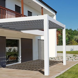 Modern 12x12 Attached White Pergola