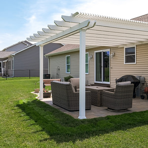 Traditional 12x12 Attached White Pergola