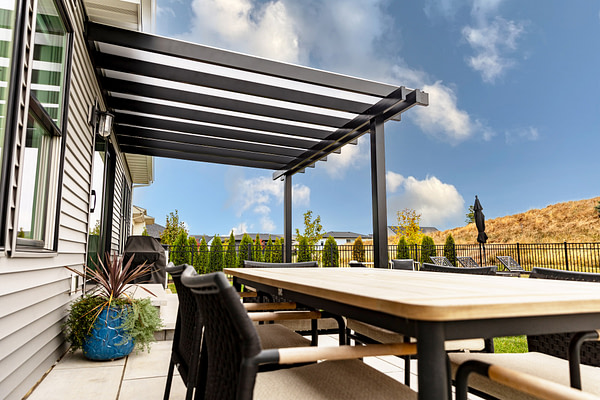 Elements 20x20 Attached Rain Proof Pergola - Black - Image 3