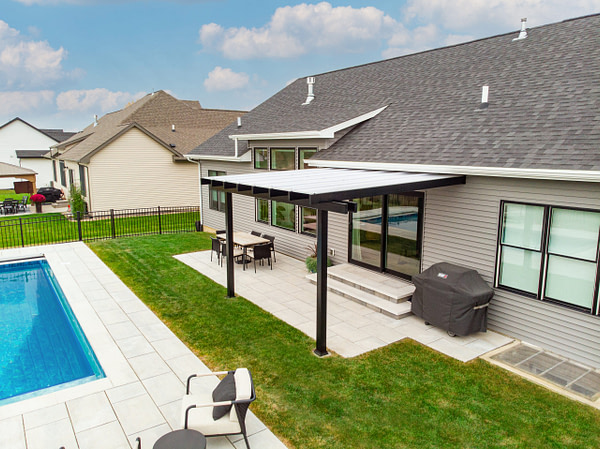 Elements 20x20 Attached Rain Proof Pergola - Black - Image 6