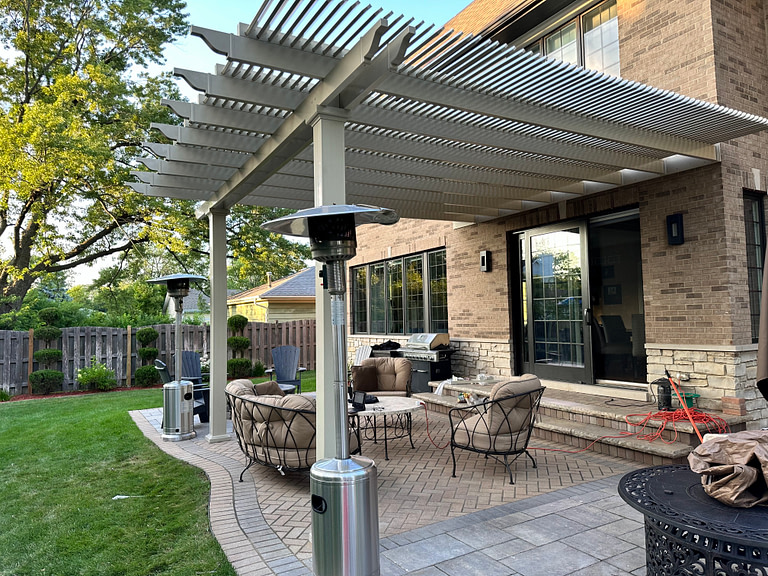Attached patio pergola over patio door.