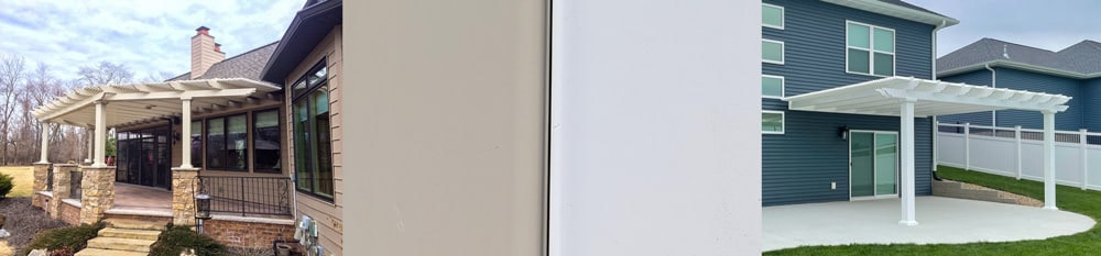 a sample of tan vinyl next to white vinyl
