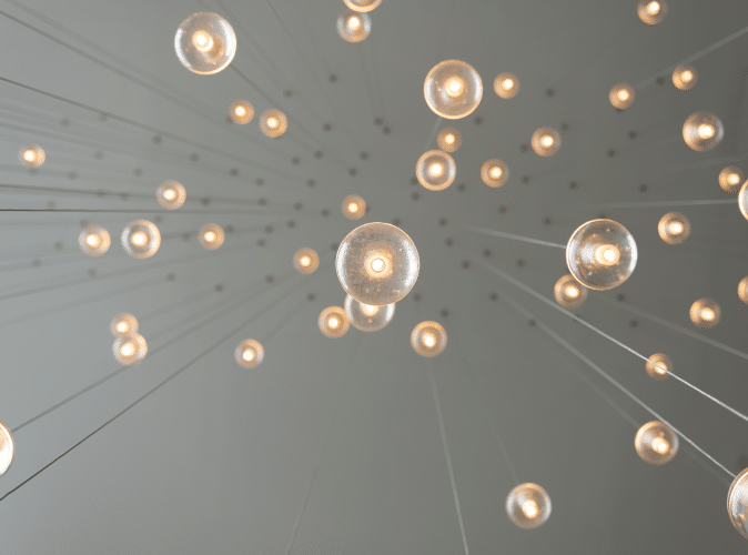 lightbulbs hanging from ceiling