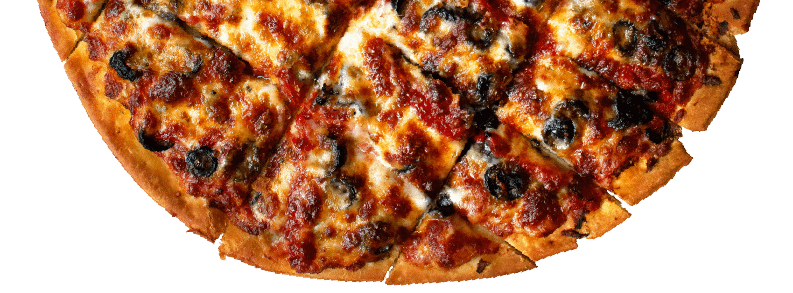 Vegetarian pizza with mushrooms and olives