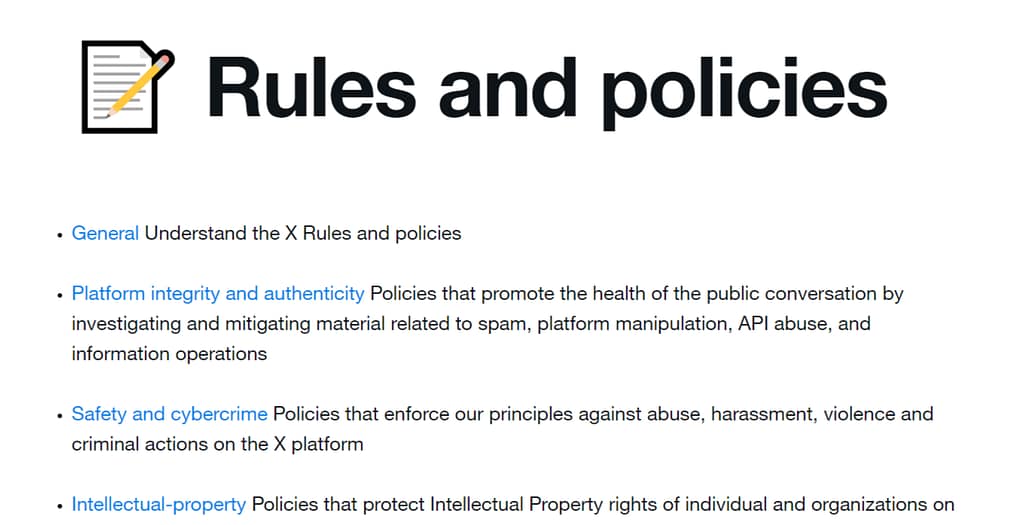 social media policy of X