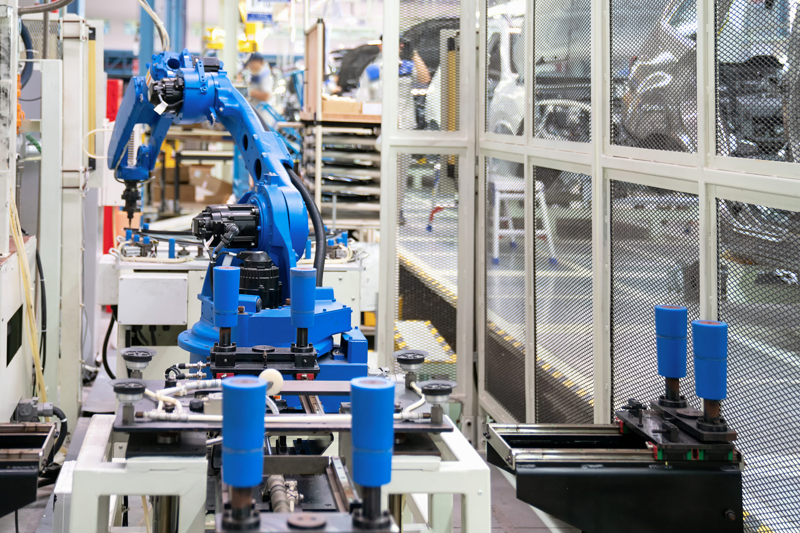 automatic robot glass sealing in smart manufacturing factory 4.0