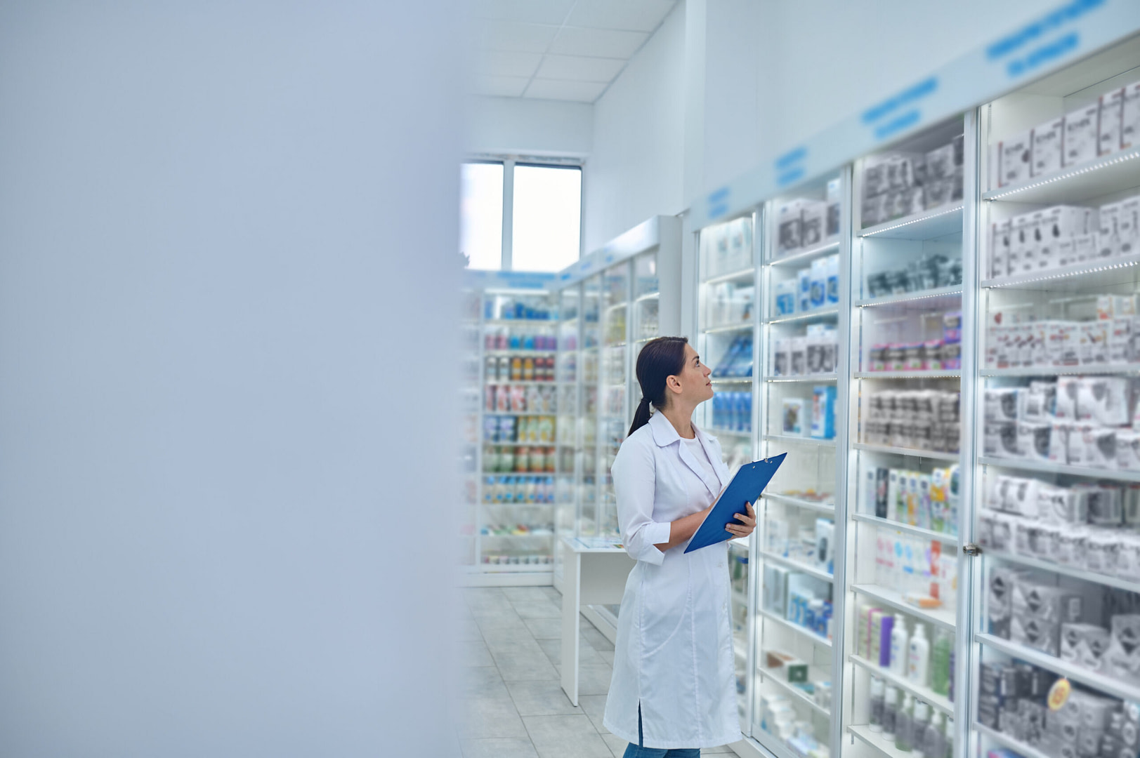 pharmacist checking medicines in a drugstore