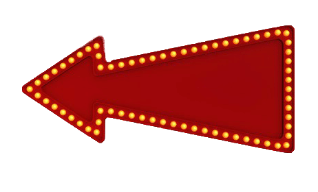 large red arrow facing left bedazzled with yellow circular lights on border