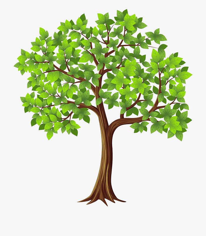 graphic of tree with green leaves and brown trunk