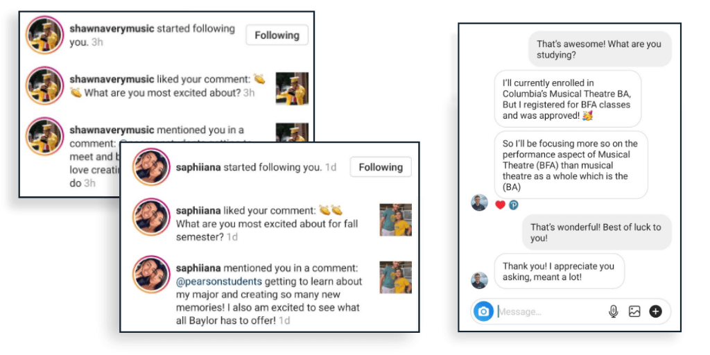 Examples of using comments and DMs in proactive community management
