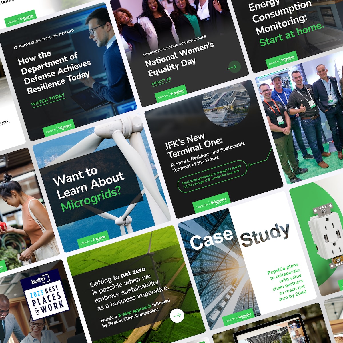 B2B Social media case study content grid
