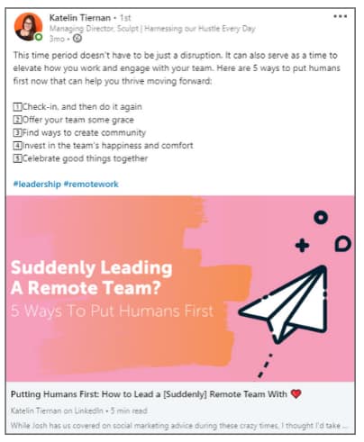 Example of original content created by key employees
