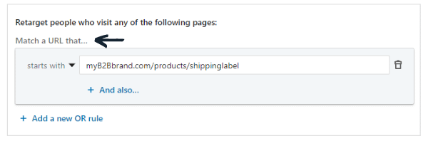 screenshot of how to retarget website visitors with LinkedIn Campaign Manager