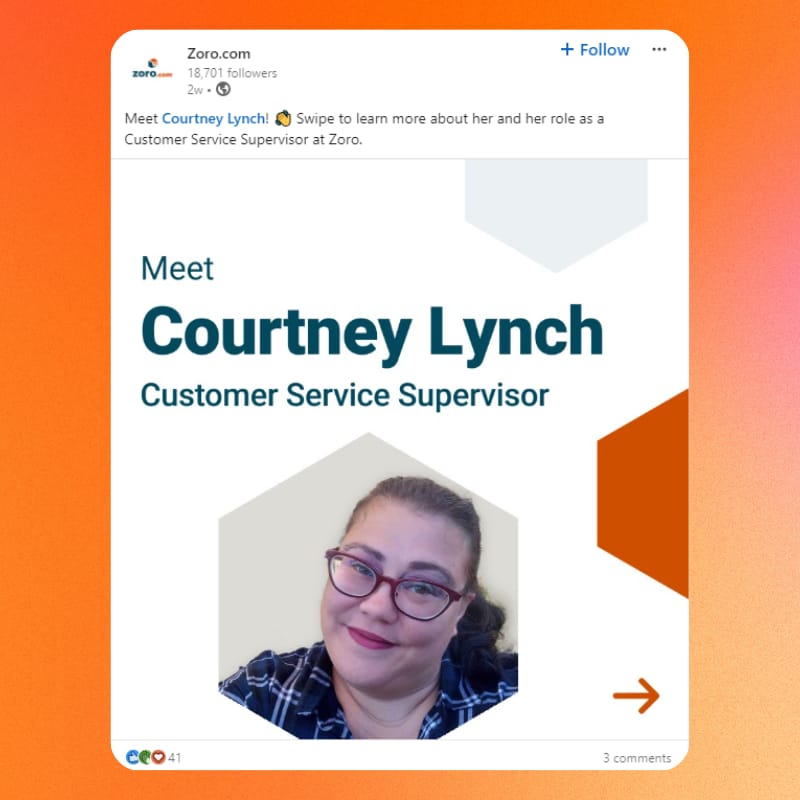 employee-spotlight-example-zoro-linkedin