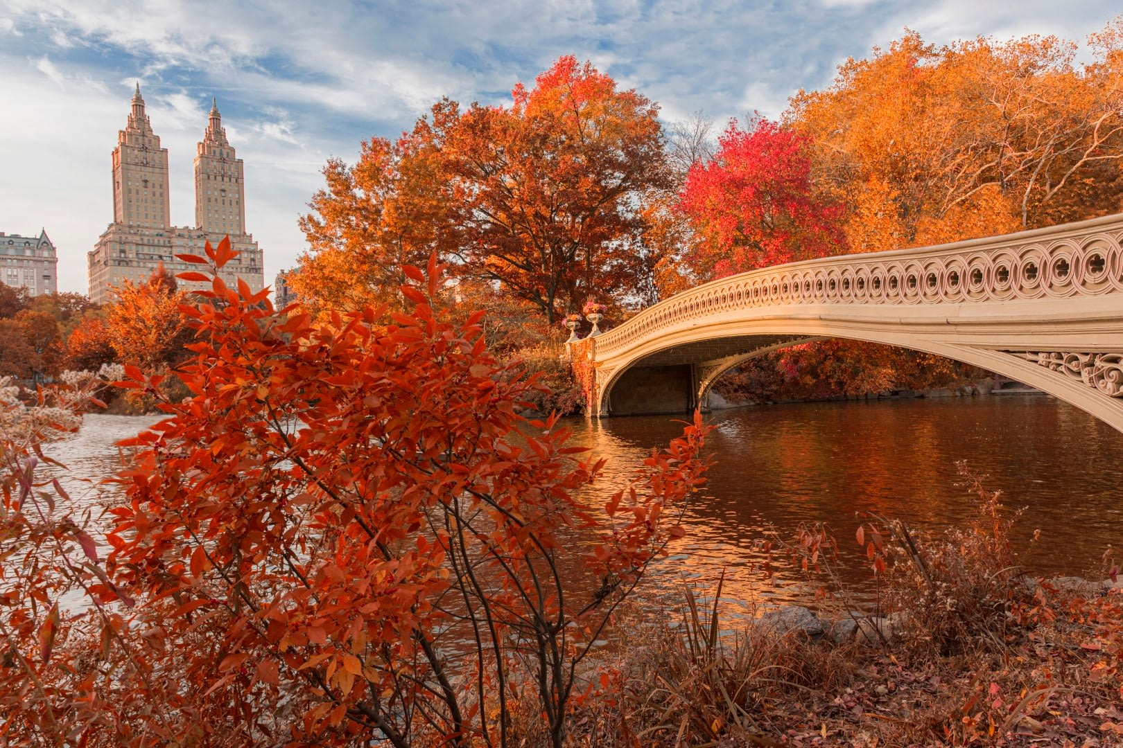 Bow Bridge In Central Park At Autumn